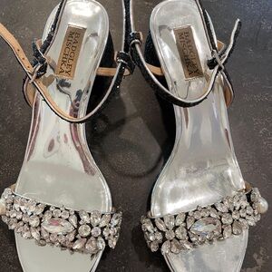 Badgley Mischka Silver Embellished Heels